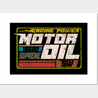 Vintage Motor oil engine label brand retro distressed Posters and Art